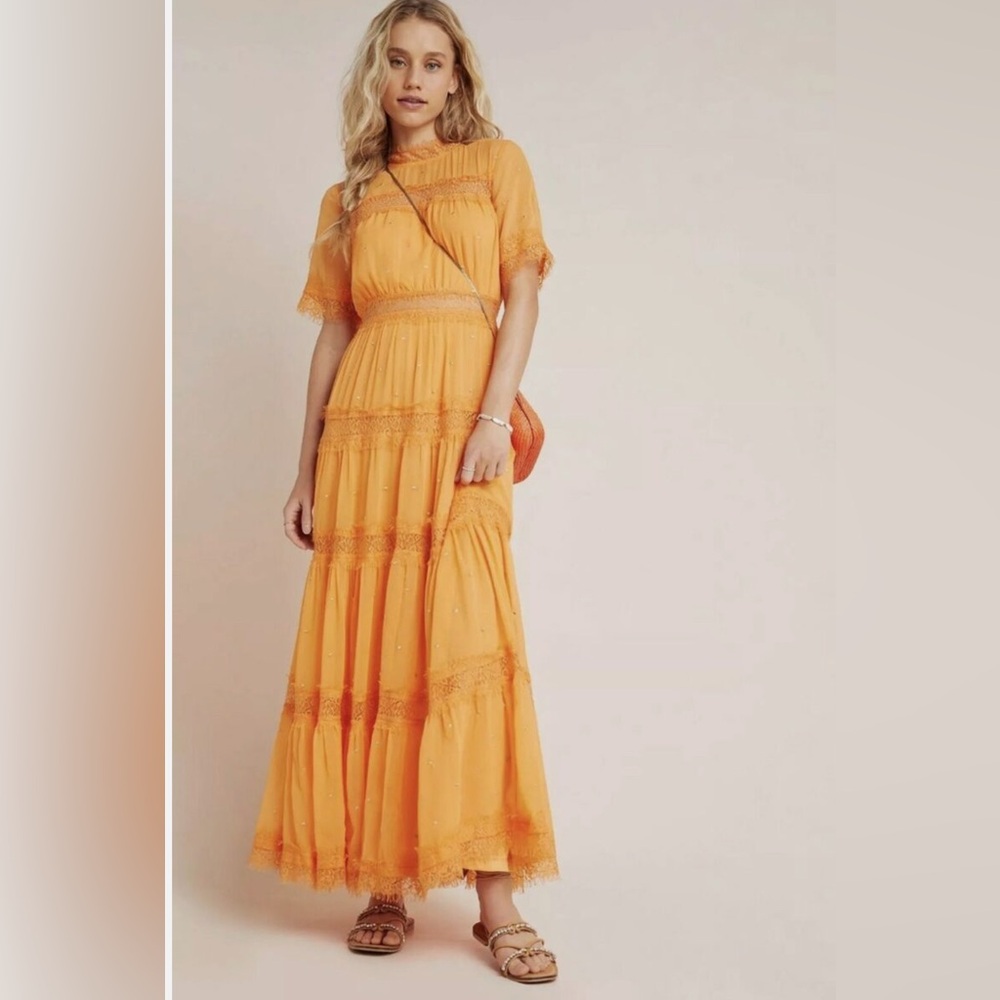 Anthropologies Cipriana Tired Lace Maxi dress